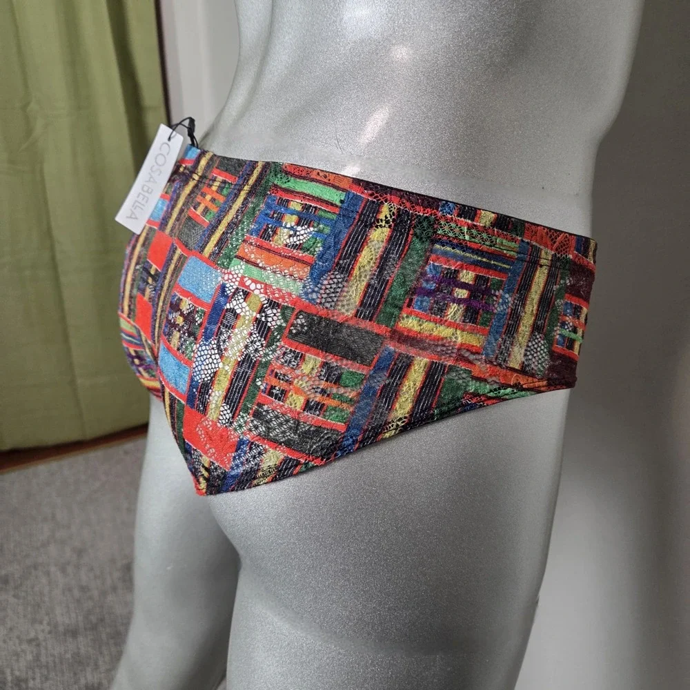 Cosabella Mens Briefs‎ Multi Color Geometric Mosaic Print Low Rise Underwear NEW